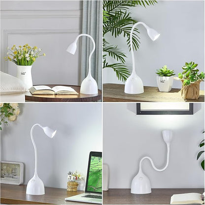 EJIAXIN Desk Lamp for College Dorm Room - LED Reading Light - Small Adjustable Flexible Gooseneck Table Lamp - Eye-Caring Desk Lamp for Home Office Study Lamp, White
