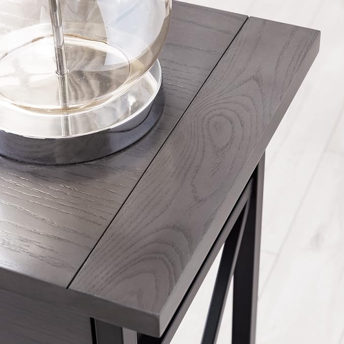 Leick Home 23022 Chisel & Forge One Drawer Nightstand with Shelf, Smoke Gray and Matte Black
