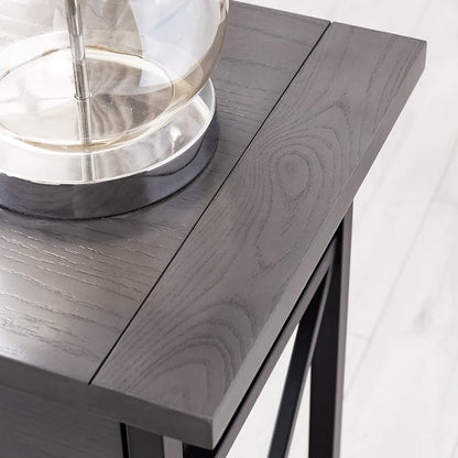 Leick Home 23022 Chisel & Forge One Drawer Nightstand with Shelf, Smoke Gray and Matte Black