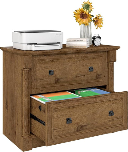 blini 2 Drawer File Cabinet Farmhouse Lateral File Cabinet with Hanging File Folders，Fits Letter/Legal/A4 Sizes, 36.8" Large Wood File Storage Cabinets Printer Stand for Home Office