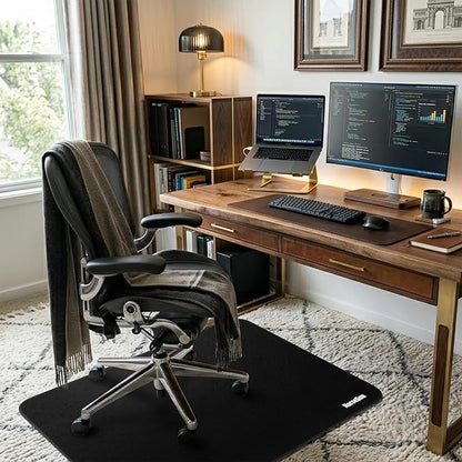 Chair Mat for Carpet | Multi-Surface, Anti-Curl Floor Protector for Office Desk Chair or Rolling Gaming Chair Mat | 48" x 36" Black — 3X Thicker Than Standard Floor Mats at 0.25"