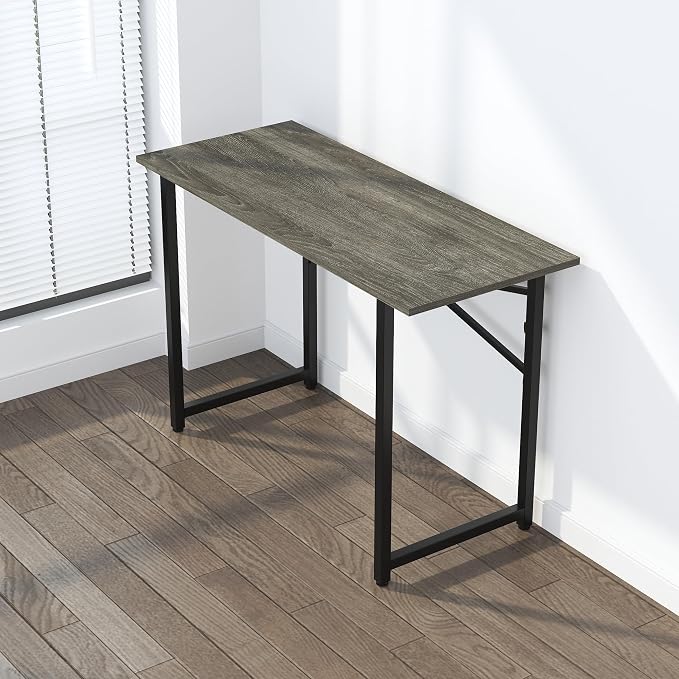 Lutown-Teen 47 inch Folding Desk, Writing Gaming Computer Camping Table, No Assembly Required Home Office Desk, Black Oak