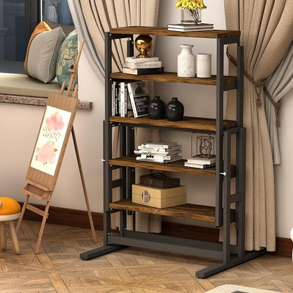 Extendable Dining Table Convertible 2 in 1 Shelf to Table with Metal Frame Industrial and Rustic Style for Small Spaces, Kitchen & Dining Room