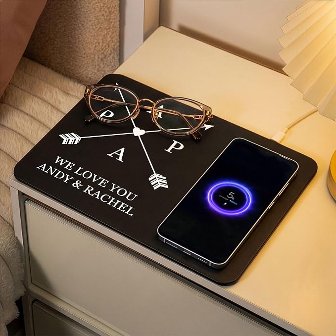 Personalized Leather Charging Mat, Papa We Love You Wireless Charging Desk Mat, Custom Dad Gift from Kids, Fathers Day Gift for Dad, Papa, Grandpa, Daddy 5