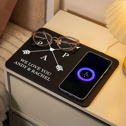 Personalized Leather Charging Mat, Papa We Love You Wireless Charging Desk Mat, Custom Dad Gift from Kids, Fathers Day Gift for Dad, Papa, Grandpa, Daddy 5