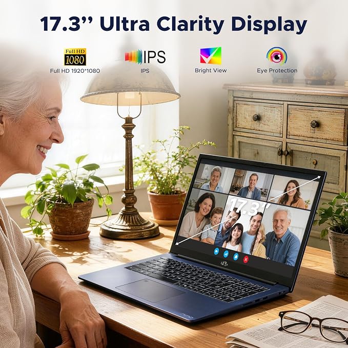 NIMO 17.3" IPS-Gaming-Laptop, AMD Ryzen 7 8745HS Up to 4.9GHz Beat R9 7940HS 16GB RAM 256GB SSD Radeon 780M-Graphics, WiFi 6E USB4 Backlit Keyboard Fingerprint, Win 11 PC for Work & Play 2-Yr Warranty