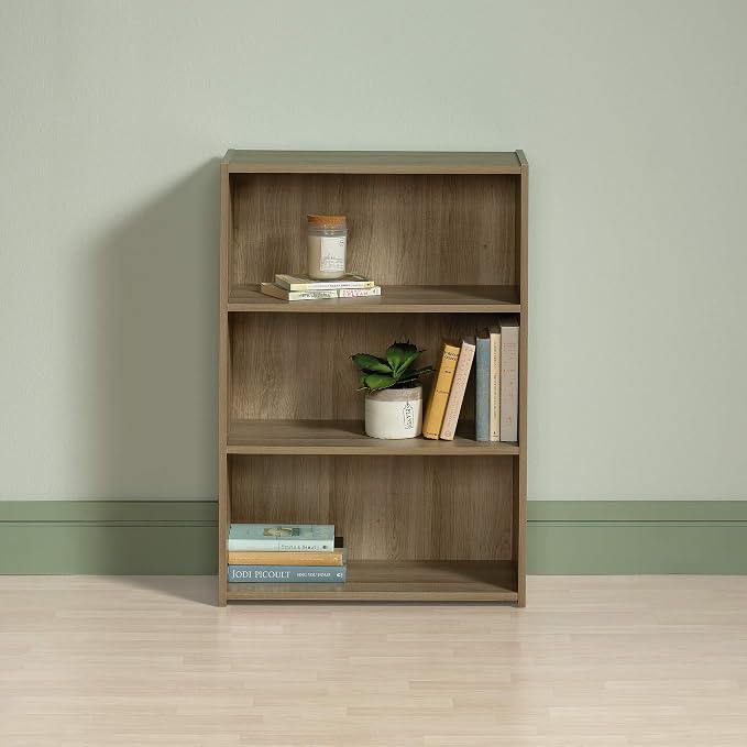Sauder Beginnings 3-Shelf Bookcase, Bookshelf with Adjustable Storage Shelves, in Summer Oak