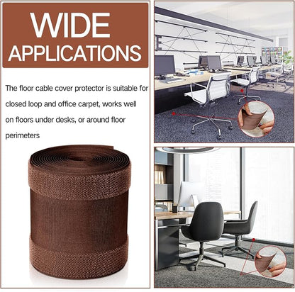 WILLBOND Carpet Cord Cover Cable Protector Floor Cover Cable Protector Management Only for Commercial Office Carpet(9.84 ft,Brown)