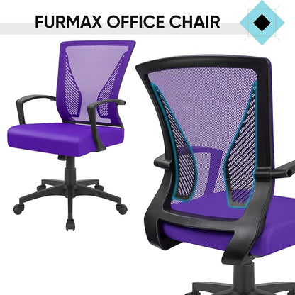Furmax Office Chair Ergonomic Computer Desk Mesh Chair Mid Back Swivel Lumbar Support with Armrest (1, Violet)