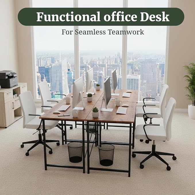 Computer Desk 40 Inch, Simple Home Office Desk Study Writing Table, Sturdy Metal Frame, Scratch-Resistant MDF Desktop for Bedroom Dorm Workspace Small Space, Brown