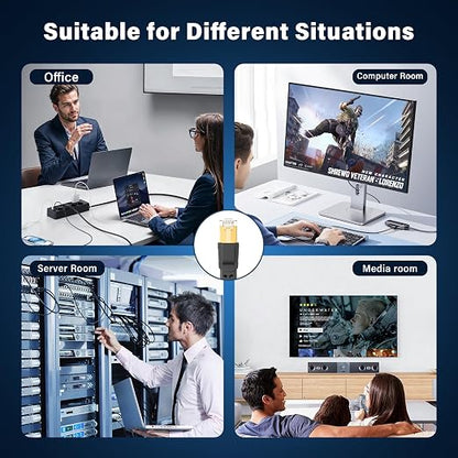 Cat 8 Ethernet Cable 35 ft, Nylon Braided High Speed Heavy Duty Cat8 Network LAN Patch Cord, 40Gbps 2000Mhz SFTP RJ45 Flat Internet Cable Shielded in Wall, Indoor&Outdoor for Modem/Router/Gaming/PC