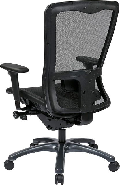 Office Star ProGrid High Back Breathable Back and Seat Manager's Office Chair with Adjustable Lumbar Support, Black