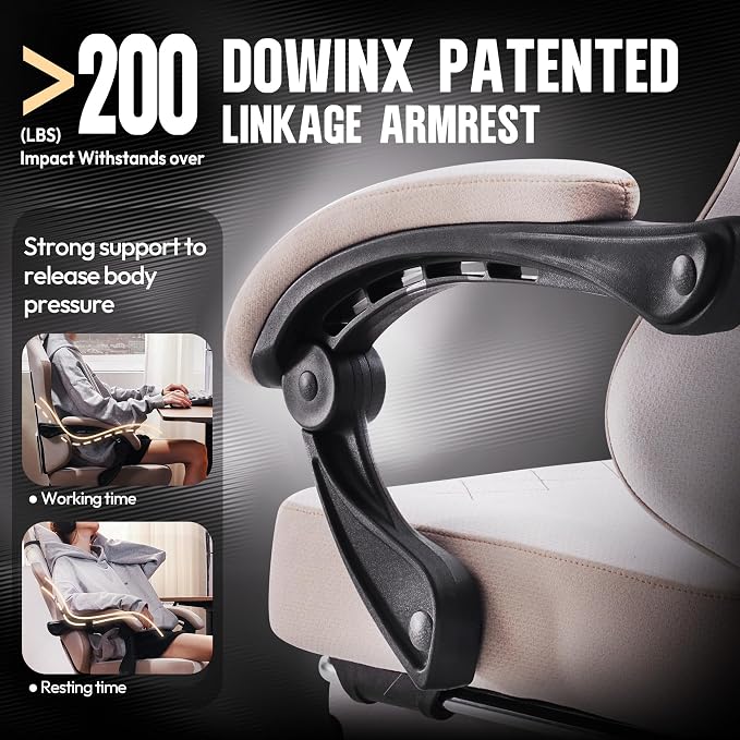 Dowinx Gaming Chair with Pocket Spring Cushion, High Back Ergonomic 360° Swivel Chair for Office Gaming, Massage Lumbar Support with Footrest for Adults, 300LBS Capacity, Beige for Office Gaming