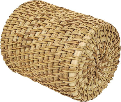 Wicker Rattan Pencil Holder, Cylindrical Desk Organizer Cup, Natural Brown, for Office, Vanity, Kitchen, 1-Pack
