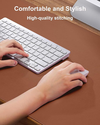 Leather Desk Pad Protector, Mouse Pad, Office Desk Mat, Non-Slip PU Leather Desk Blotter, Laptop Desk Pad, Waterproof Desk Writing Pad for Office and Home (Brown, 31.5" x 15.7")