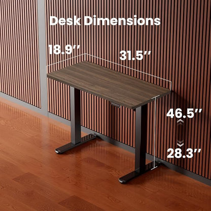 ErGear Height Adjustable Electric Standing Desk, 32 x 19 Inches Sit Stand up Desk, Memory Computer Home Office Desk, Dark Walnut
