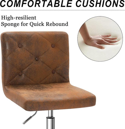 VECELO PU Leather Mid-Back Armless Desk Chair Adjustable Height 360° Rolling Swivel for Home Office Work, Dark Brown
