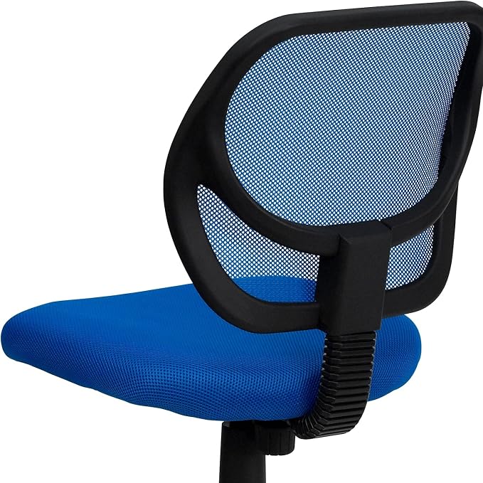 Flash Furniture Neri Low Back Blue Mesh Swivel Task Office Chair with Accordion Back Cover and Mesh Upholstered Seat