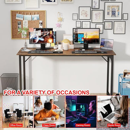 PayLessHere | 55 Inch Computer Desk | Vintage | Office Desk with Metal Frame, Adjustable Feet | Water-Resistant, Scratchproof Surface | Sturdy Writing Table for Home Office or Study | Pack of 1