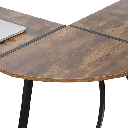 ZenStyle 55" L-Shaped Corner Computer Desk - Sturdy Steel Frame & Waterproof Surface, Brown Wood Grain Design for Home Office, Gaming & Multipurpose Workstation