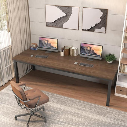 70.8 Inch Large Computer Desk, Modern Office Desk with Deep Desktop, Spacious Gaming Desk for 2 People, Study Writing Workstation for Home Office, Work from Home, Easy Assembly, Classic Oak