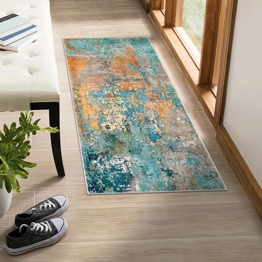 Lahome Kitchen Rugs, 2x4 Washable Rug with Soft Low-Pile for Entryway and Hallyway, Non-Slip & Small Carpet for Bathroom, Easy Clean Door-Friendly Mat, Kid&Pet Friendly Modern Decor 2x4 Rosy