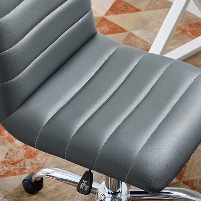 Modway Ripple Ribbed Armless Mid Back Swivel Computer Desk Office Chair In Gray