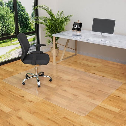 Office Chair Mat, 46"x 60" Vinyl Desk Chair Mat Clear Floor Protector Mat for Hardwood Floor/Rolling Chair Office & Home, Easy Glide and Flat Without Curling