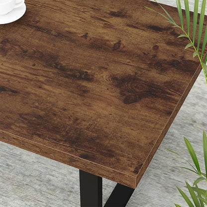 IBF Rustic Coffee Table, Industrial Simple Wooden Living Room Table, Modern Minimalist Farmhouse Rectangle Center Table, Wood and Metal Vintage Tea Coffee Table for Home Bedroom, Rustic Brown, 39 Inch