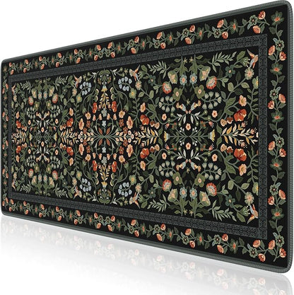 iCasso Desk Mat for Keyboard and Mouse, Large Mouse Pad, Desk Pad Mat, Anti-Slip Big Mousepad with Stitched Edges for Computer Desktop(Floral)