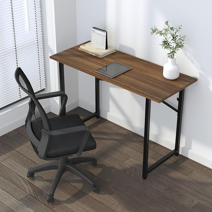Lutown-Teen Folding Computer Desk 47 inch Writing Gaming Computer Camping Table, No Assembly Required Home Office Desk, Espresso