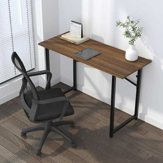 Lutown-Teen Folding Computer Desk 47 inch Writing Gaming Computer Camping Table, No Assembly Required Home Office Desk, Espresso