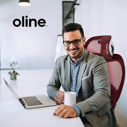 Oline ErgoPro Ergonomic Office Chair with 4D Adjustable Armrest, 3D Lumbar Support and Blade Wheels - Mesh Computer Gaming Rolling Desk Executive Swivel Home Chair (Burgundy Red)