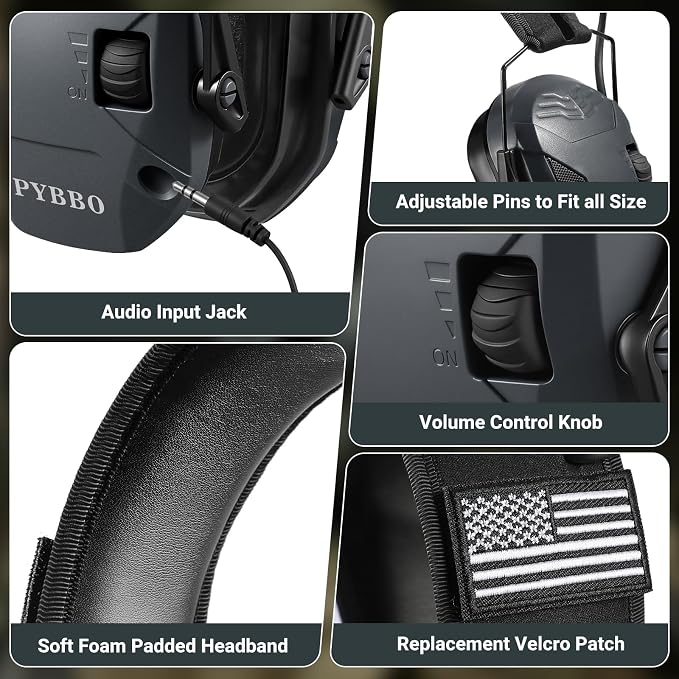 Electronic Shooting Ear Protection w/Gel Pads, 23dB NRR Active Noise Reduction & 3X Amplification Headset for Shooters