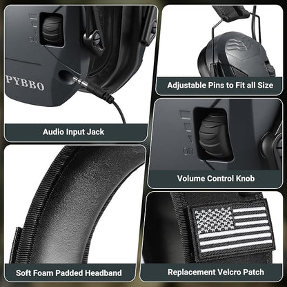 Electronic Shooting Ear Protection w/Gel Pads, 23dB NRR Active Noise Reduction & 3X Amplification Headset for Shooters
