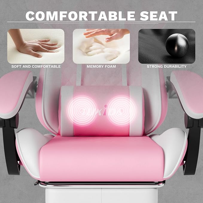 Ergonomic Video Gamer Chairs Gaming Computer Chair Gamer Chairs for Adults Massage Lumbar Support Swivel Height Adjustable Headrest Backrest