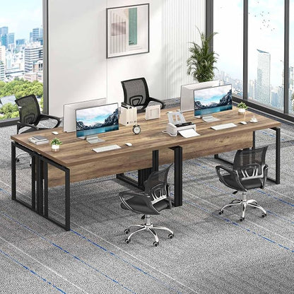 EXCEFUR Modern Computer Desk for Home Office, PC Laptop Gaming Desk, Metal Wood Study Writing Table Workstations for Bedroom Living Room, 53 Inch, Rustic Oak