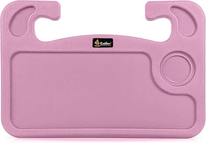 EcoNour 2 in 1 Car Steering Wheel Desk | Steering Wheel Tray for Laptop and Food | Pink Table Tray for Eating with Drinks Holder | Car Accessories