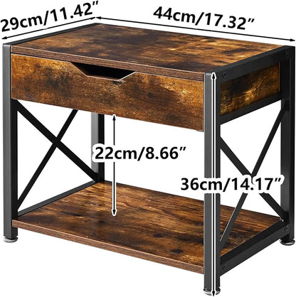 IBUYKE 2 Tier Desktop Printer Stand,Multi-Purpose Desk Organizer,Wooden Printer Stand with Drawer Storage for Folders,Books,for Fax Machine, Scanner,Home Office,Rustic Brown TLJ012H