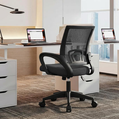 Magshion Ergonomic Office Chair Pack of 2, Mid-Back Mesh Desk Chair, Adjustable Swivel Computer Chair with Lumbar Support & Breathable Backrest for Gaming, Work, Study, 300 Lbs Capacity, Black