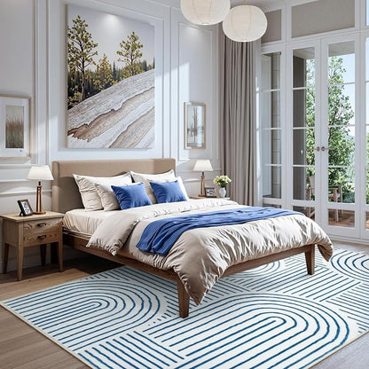 Lahome Abstract 6x9 Area Rugs, Soft Washable Rugs for Living Room Ultra-Thin Non Slip Dining Room Rug, Blue Rug Throw Large Carpet for Bedroom Office Darrell (6'x9',Blue/White)