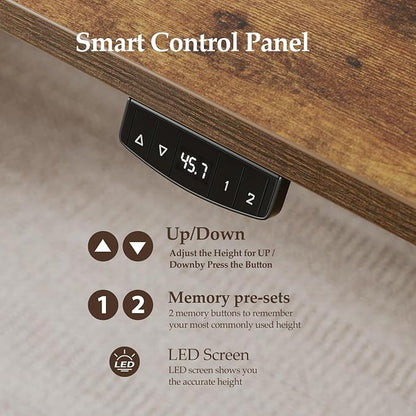 Klicelor 40 Inch Electric Standing Desk, Height Adjustable Office Desk, Sit Stand Up Computer Desk with Memory Preset, Two-Piece Desktop, Rustic Brown