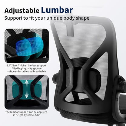 Office Chair,Ergonomic Desk Chair with Adjustable Lumbar Support,400 Lbs Mesh Computer Chair High Back with Headrest for Home Office (Black)