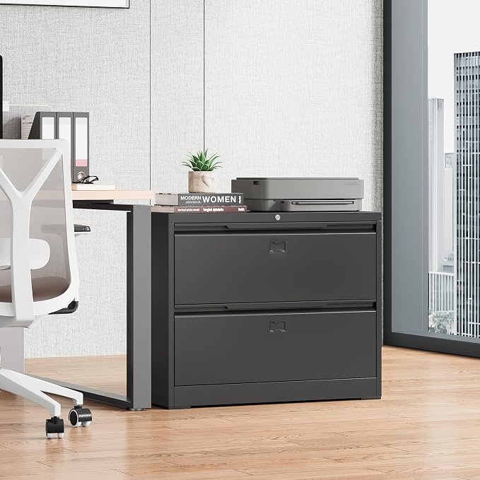Bestoo 2 Drawer File Cabinet with Lock, Metal Lateral Filing Cabinet, File Cabinets for Home Office, Office Cabinet for Hanging Files Letter/Legal/F4/A4 Size