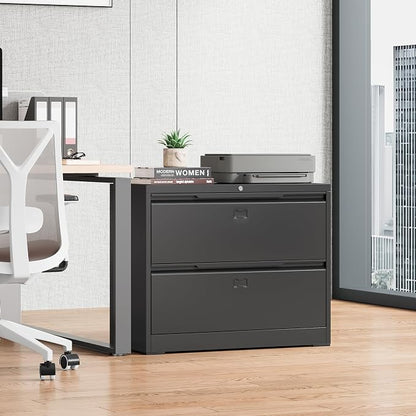 Bestoo 2 Drawer File Cabinet with Lock, Metal Lateral Filing Cabinet, File Cabinets for Home Office, Office Cabinet for Hanging Files Letter/Legal/F4/A4 Size