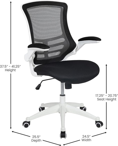 Flash Furniture Kelista Office Chair, Ergonomic, Mid-Back, White Frame, Black Mesh with Swivel
