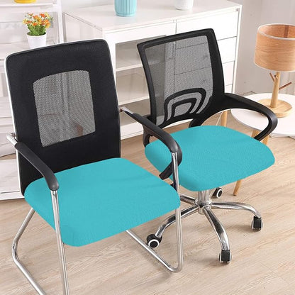 Smiry Stretch Jacquard Office Computer Chair Seat Covers, Removable Washable Anti-dust Desk Chair Seat Cushion Protectors - Aqua