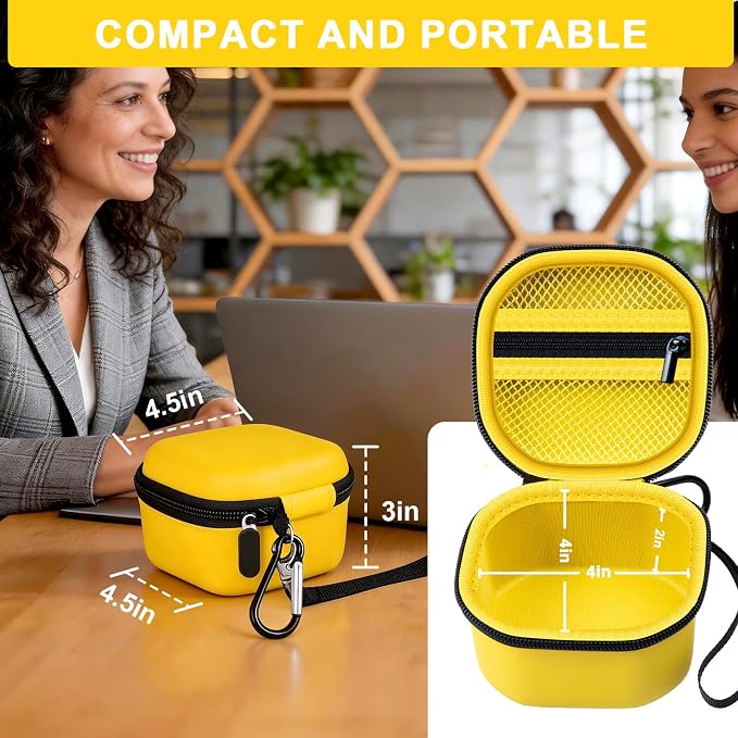 Comecase 16 Slots USB Flash Drive Case, Hard Shell Organizer for Thumb Drives & Jump Drives with Carabiner, Portable USB Case with Removable Pre-Cut Sponge & SD Card Mesh Pocket (Yellow, Medium)