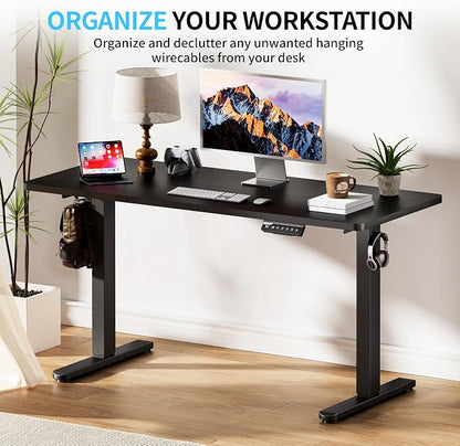 BIZUM Electric Standing Desk, 55" x 24" Height Adjustable Desk, Black Sit to Stand Desk Memory Gaming Computer Workstation for Home Office