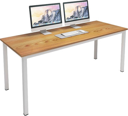 Computer Desk, 63 inches Office Desk Computer Table Study Writing Desk Workstation for Home Office, Dining Table Teak White